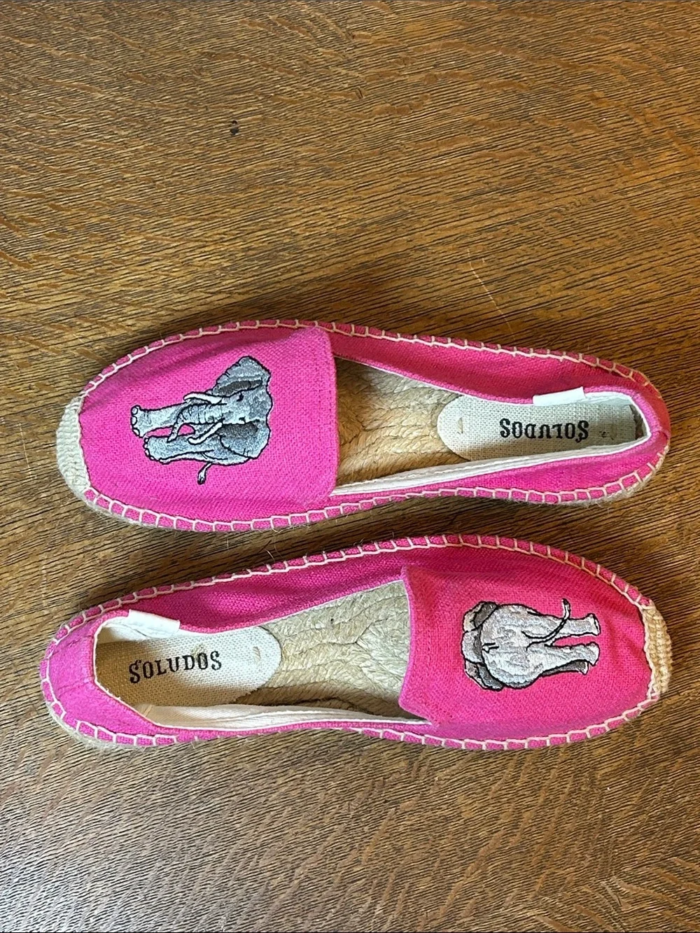 Soludos Elephant Embroidered Platform Espadrilles Smoking Slippers Pink size 6.5